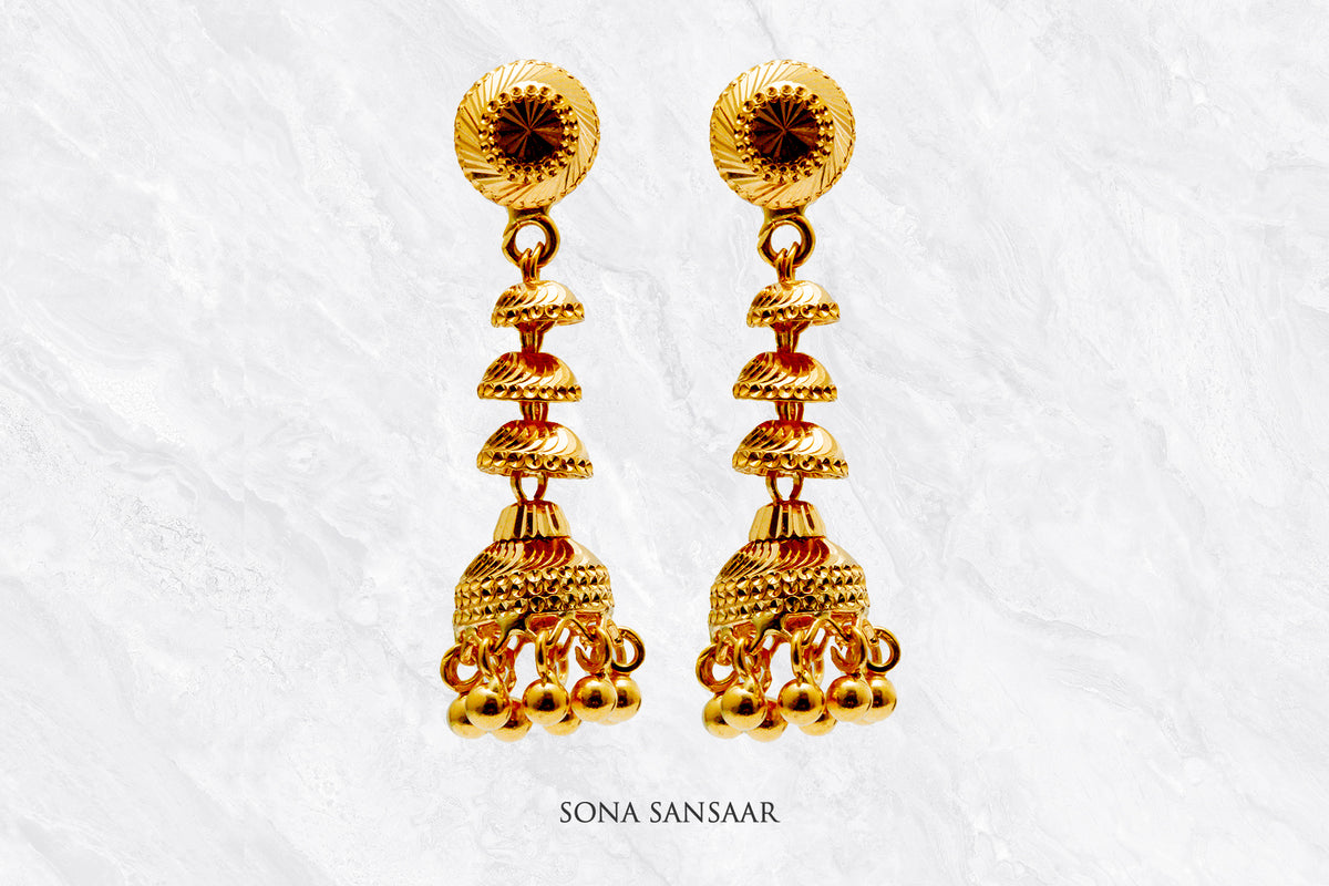 Sunchime Gold Studs with Detachable Hangings | Sona Sansaar