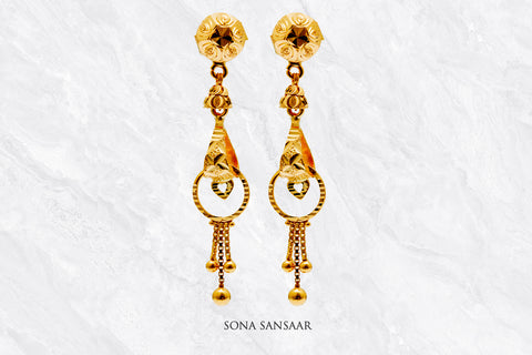Manjari Gold Studs with Detachable Hangings | Sona Sansaar