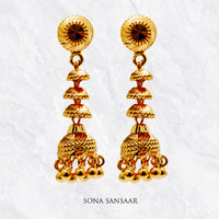 Thumbnail for Taalika Gold Studs with Hangings | Sona Sansaar