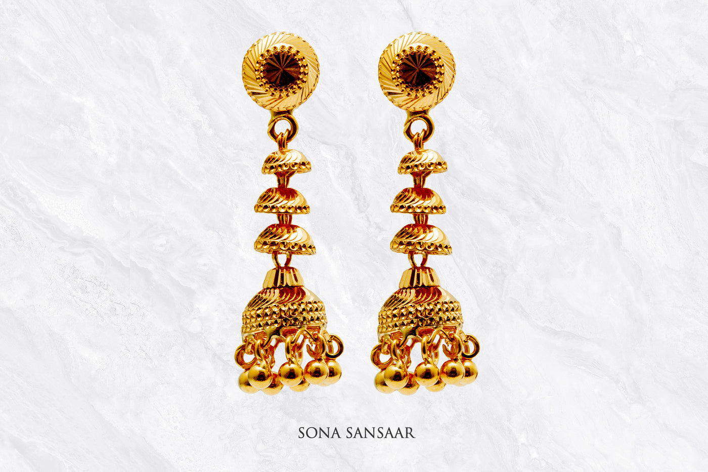 Taalika Gold Studs with Hangings | Sona Sansaar