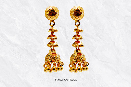 Taalika Gold Studs with Hangings | Sona Sansaar