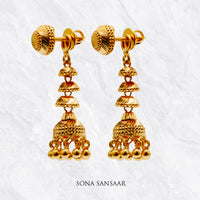 Thumbnail for Taalika Gold Studs with Hangings | Sona Sansaar