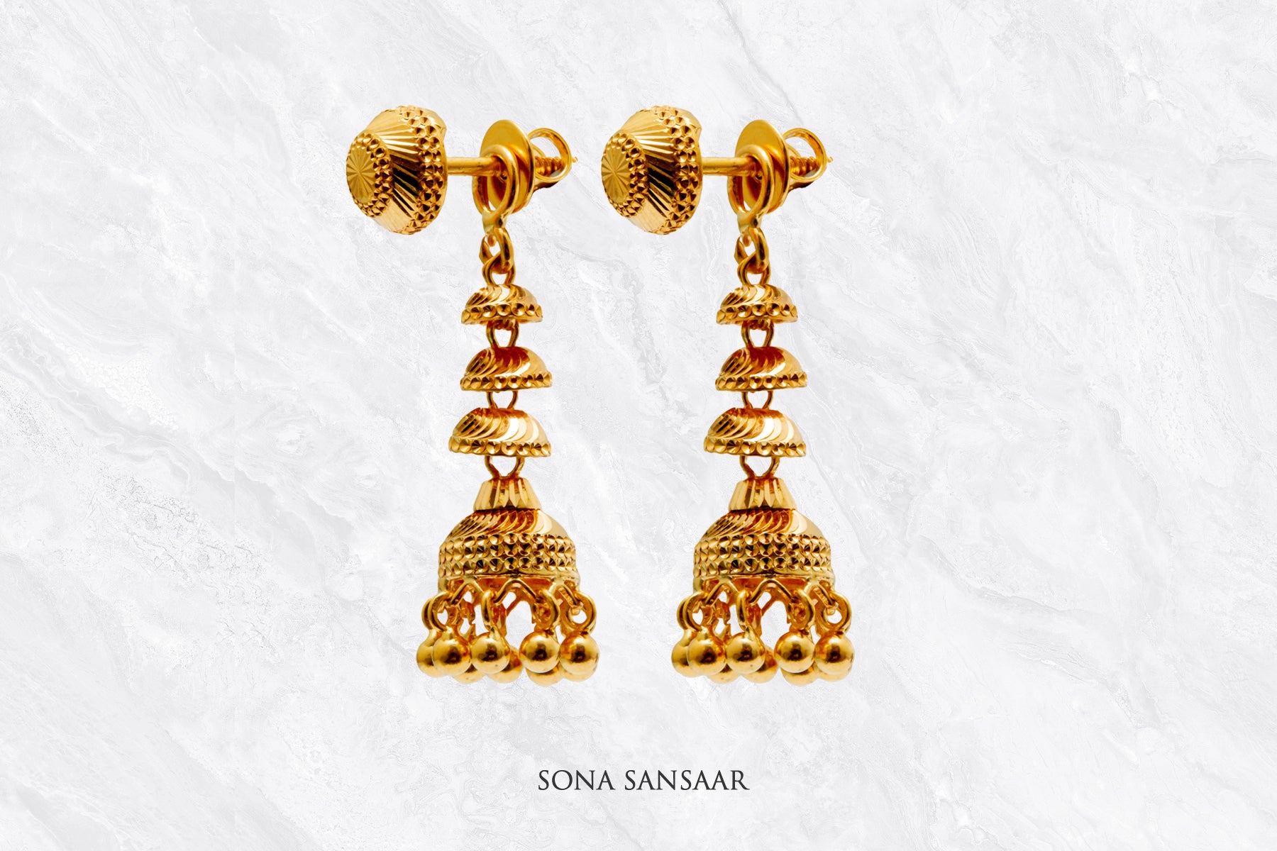 Taalika Gold Studs with Hangings | Sona Sansaar