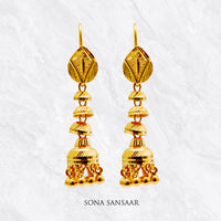 Thumbnail for Triveni Gold Hoops with Jhumka Hangings | Sona Sansaar