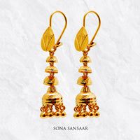 Thumbnail for Triveni Gold Hoops with Jhumka Hangings | Sona Sansaar