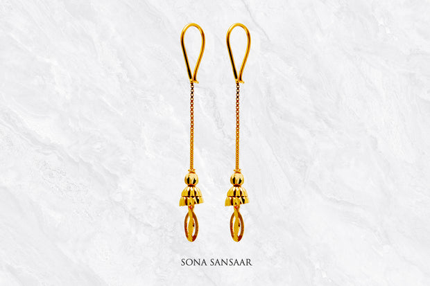 Halo Chain Gold Hoops with Hangings | Sona Sansaar