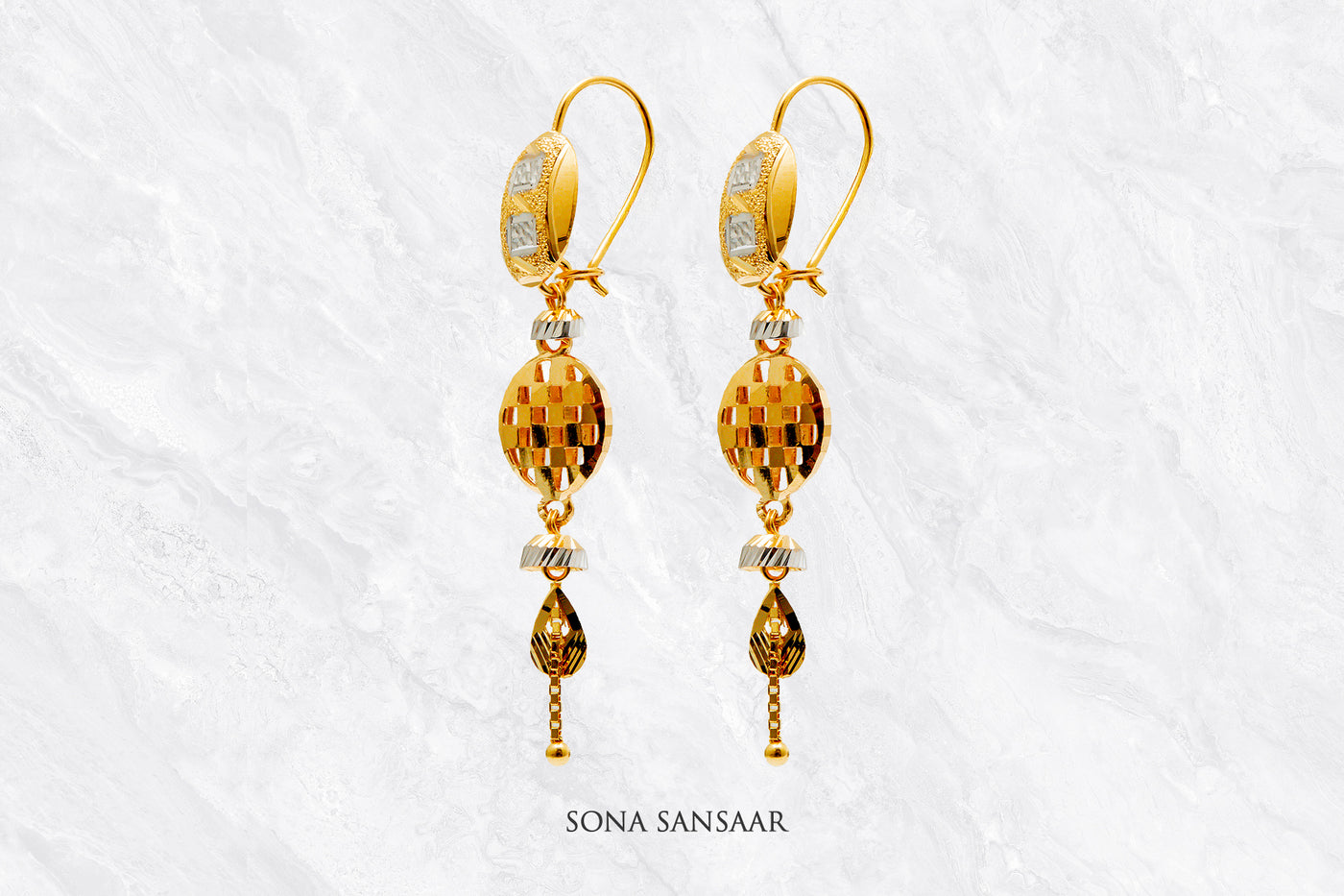 Naqsh Gold Hoops with Hangings | Sona Sansaar
