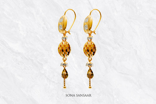 Naqsh Gold Hoops with Hangings | Sona Sansaar