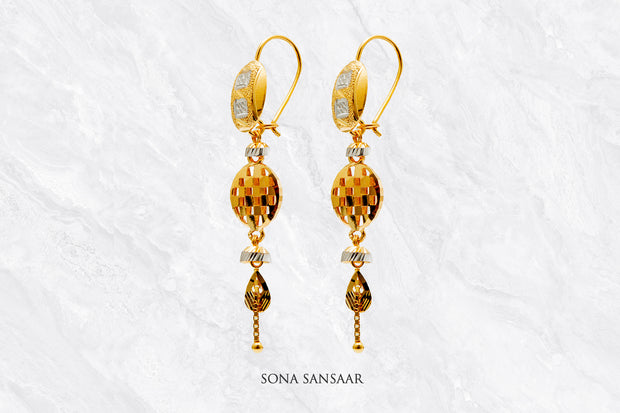 Naqsh Gold Hoops with Hangings | Sona Sansaar