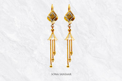 Eesha Gold Hoops with Hangings | Sona Sansaar