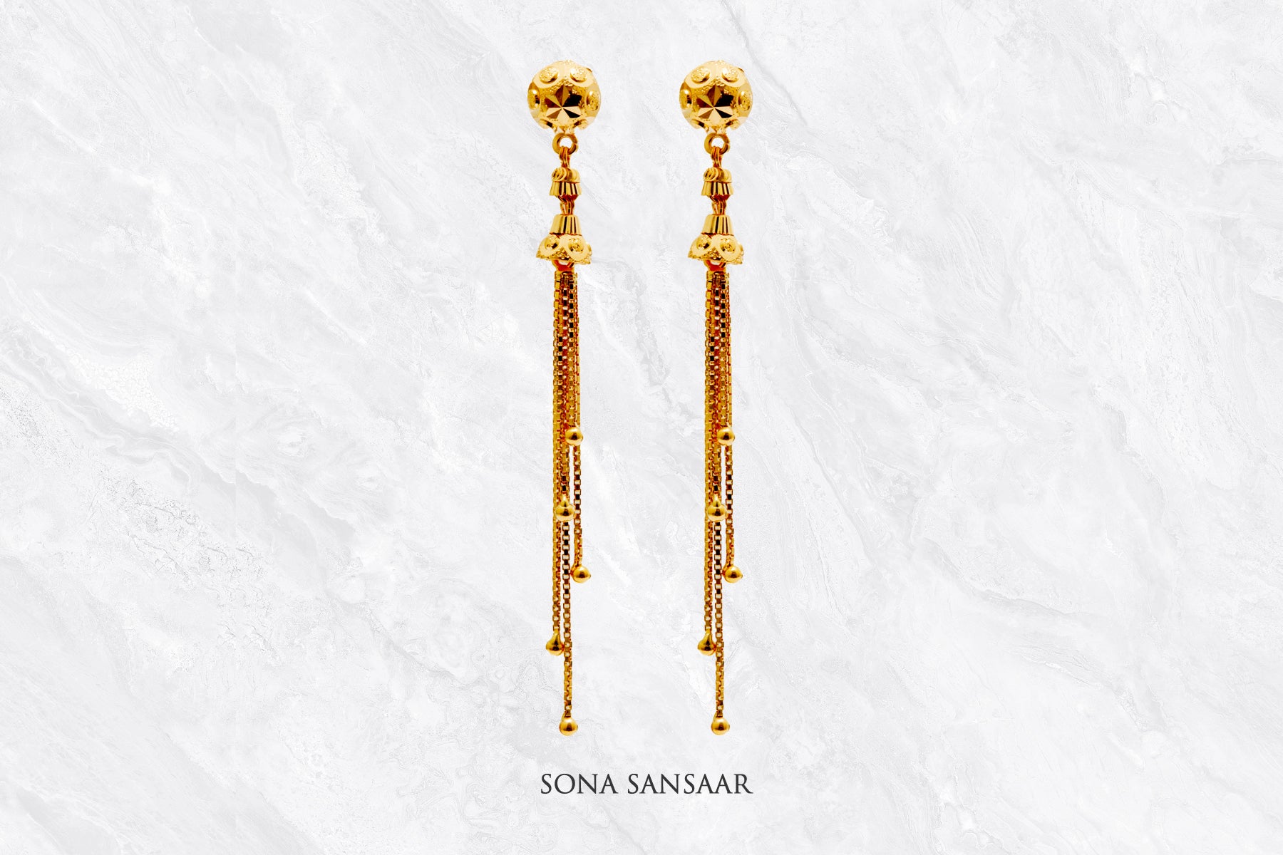 Kanika Gold Studs with Detachable Hangings | Sona Sansaar