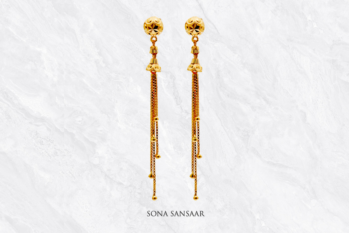 Kanika Gold Studs with Detachable Hangings | Sona Sansaar