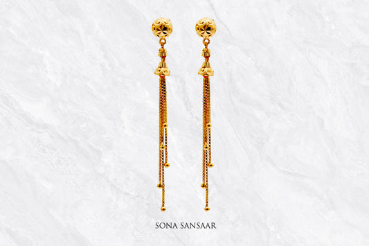 Kanika Gold Studs with Detachable Hangings | Sona Sansaar