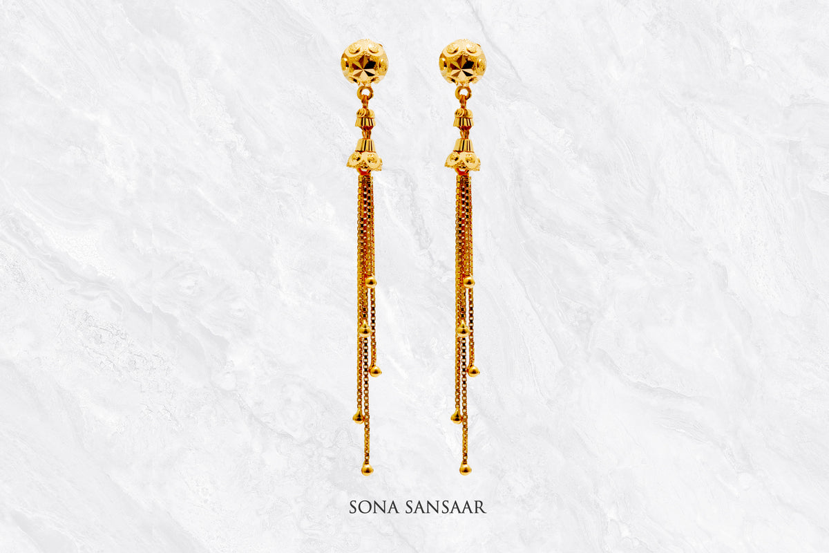 Kanika Gold Studs with Detachable Hangings | Sona Sansaar