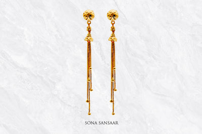 Kanika Gold Studs with Detachable Hangings | Sona Sansaar