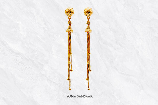 Kanika Gold Studs with Detachable Hangings | Sona Sansaar