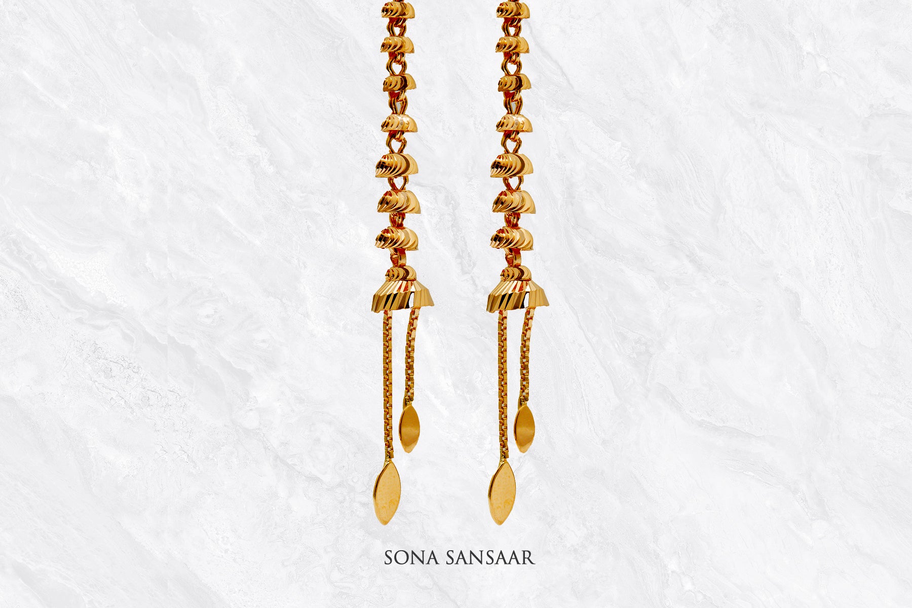 Tarang Gold Hoops with Hangings | Sona Sansaar