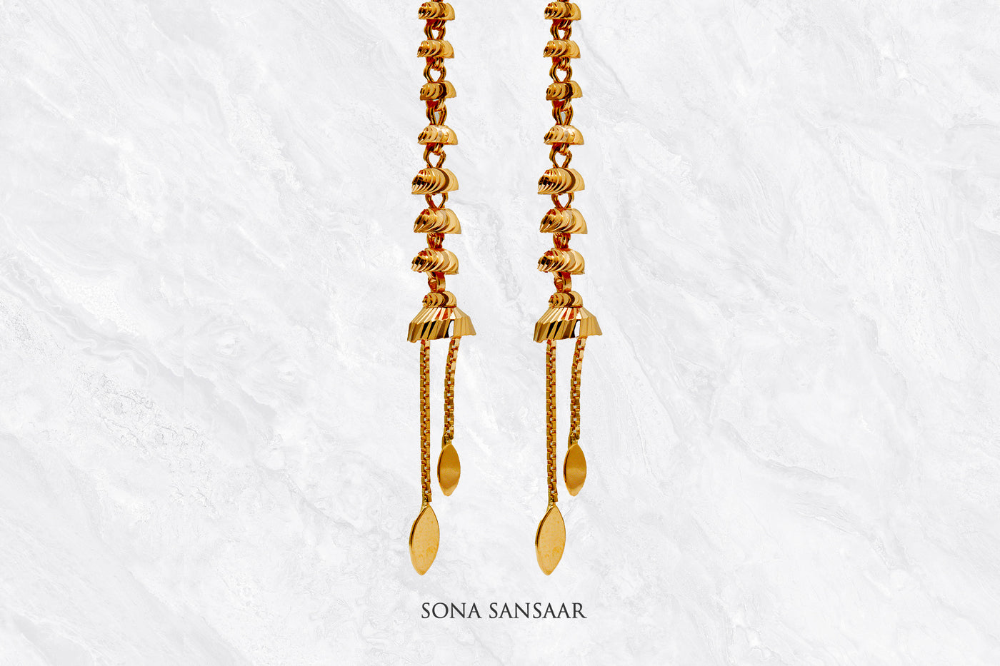 Tarang Gold Hoops with Hangings | Sona Sansaar