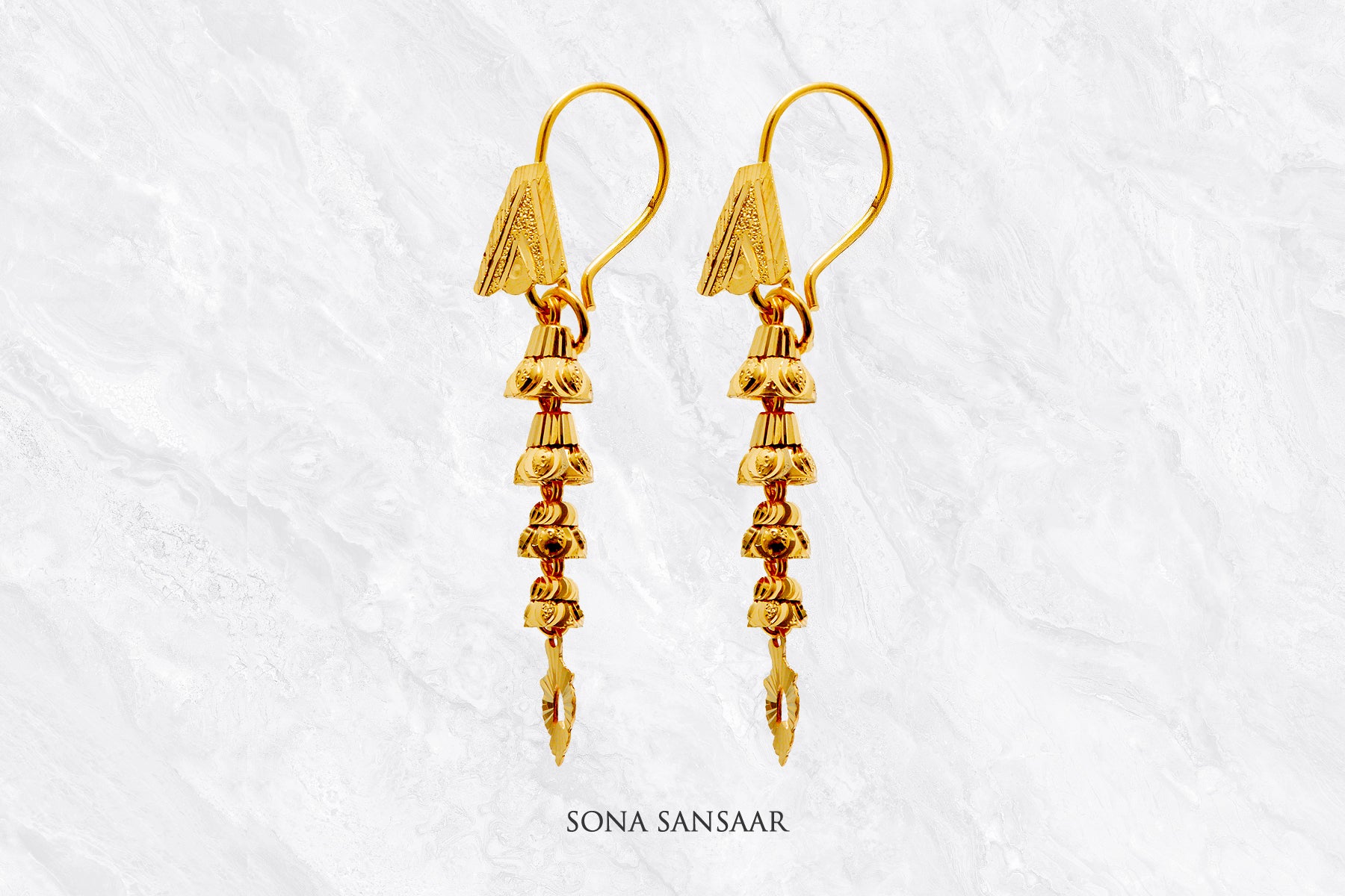Pratika Gold Hoops with Hangings | Sona Sansaar