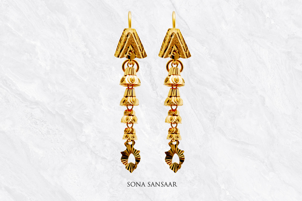 Pratika Gold Hoops with Hangings | Sona Sansaar