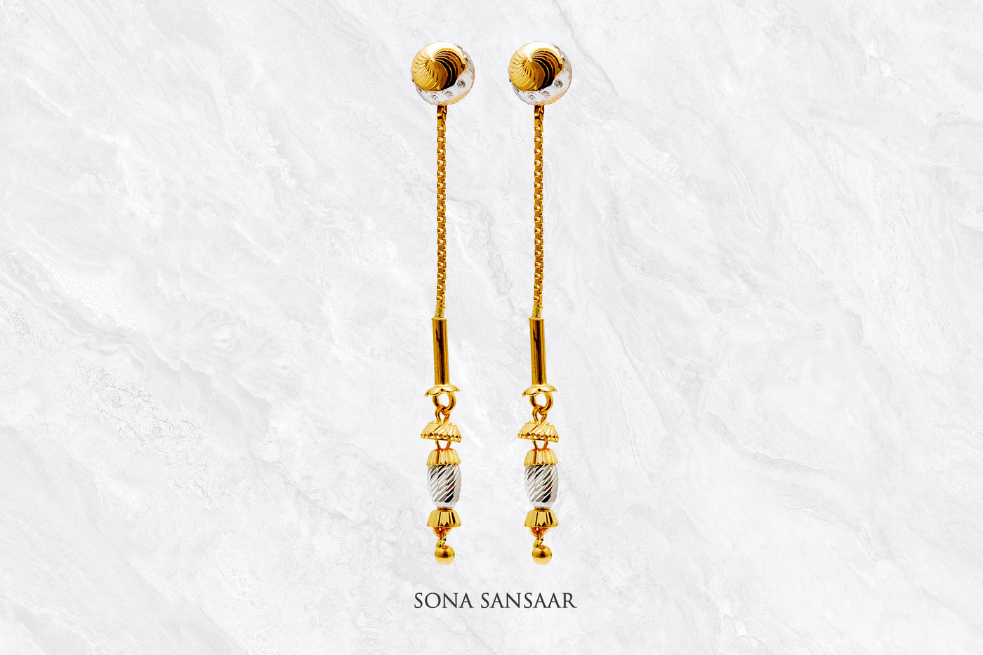 Slide Gold Thread Earrings | Sona Sansaar
