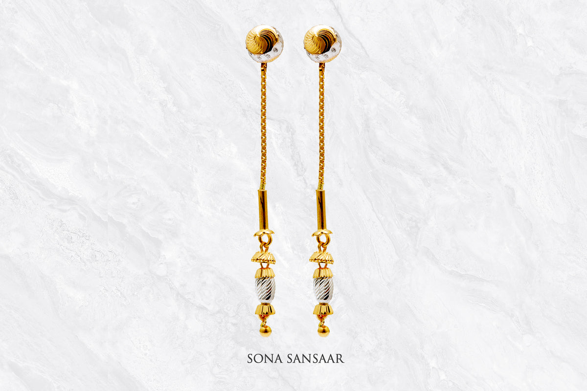 Slide Gold Thread Earrings | Sona Sansaar