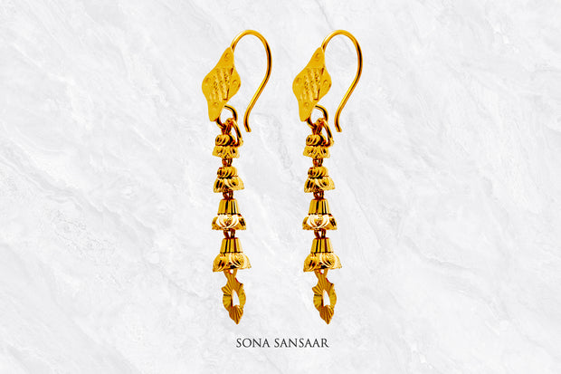 Zariya Gold Hoops with Hangings | Sona Sansaar
