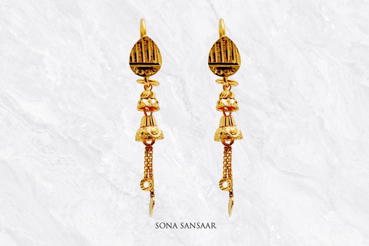 Rayline Gold Hoops with Hangings | Sona Sansaar