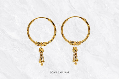 Danglers Gold Hoops | Sona Sansaar