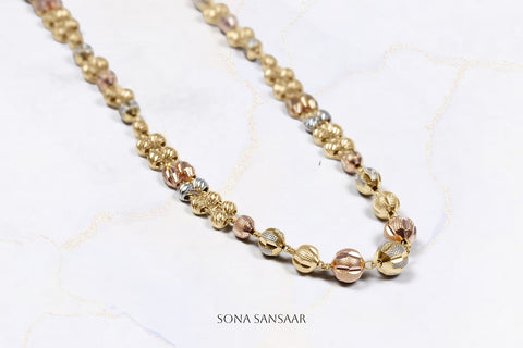 Radiant Three-Toned Ball Mala Necklace | Sona Sansaar