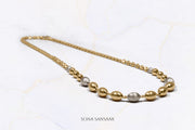 Golden Dewdrop Two-Toned Ball Mala Necklace | Sona Sansaar