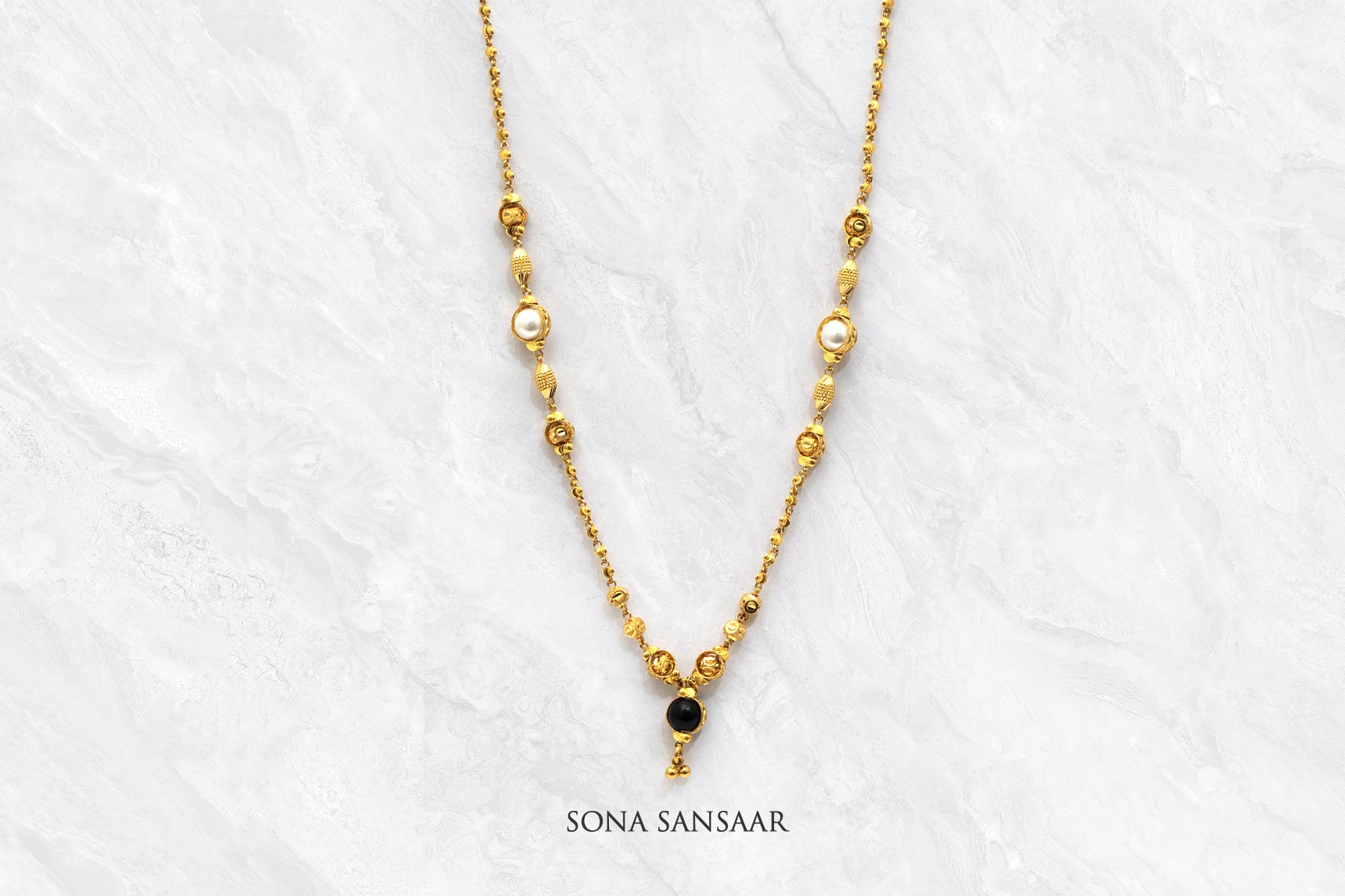 Twilight Pearls Ballmala Necklace | Sona Sansaar
