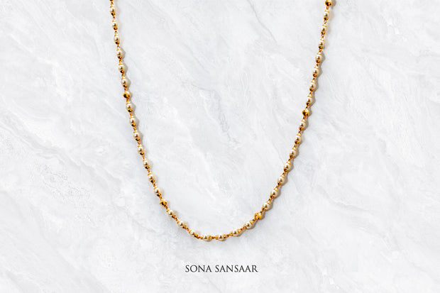 Oriana Gold and Pearl Ballmala Necklace | Sona Sansaar