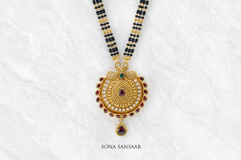 Enchanted 3 Row Black Meenakari Mangalsutra | Sona Sansaar