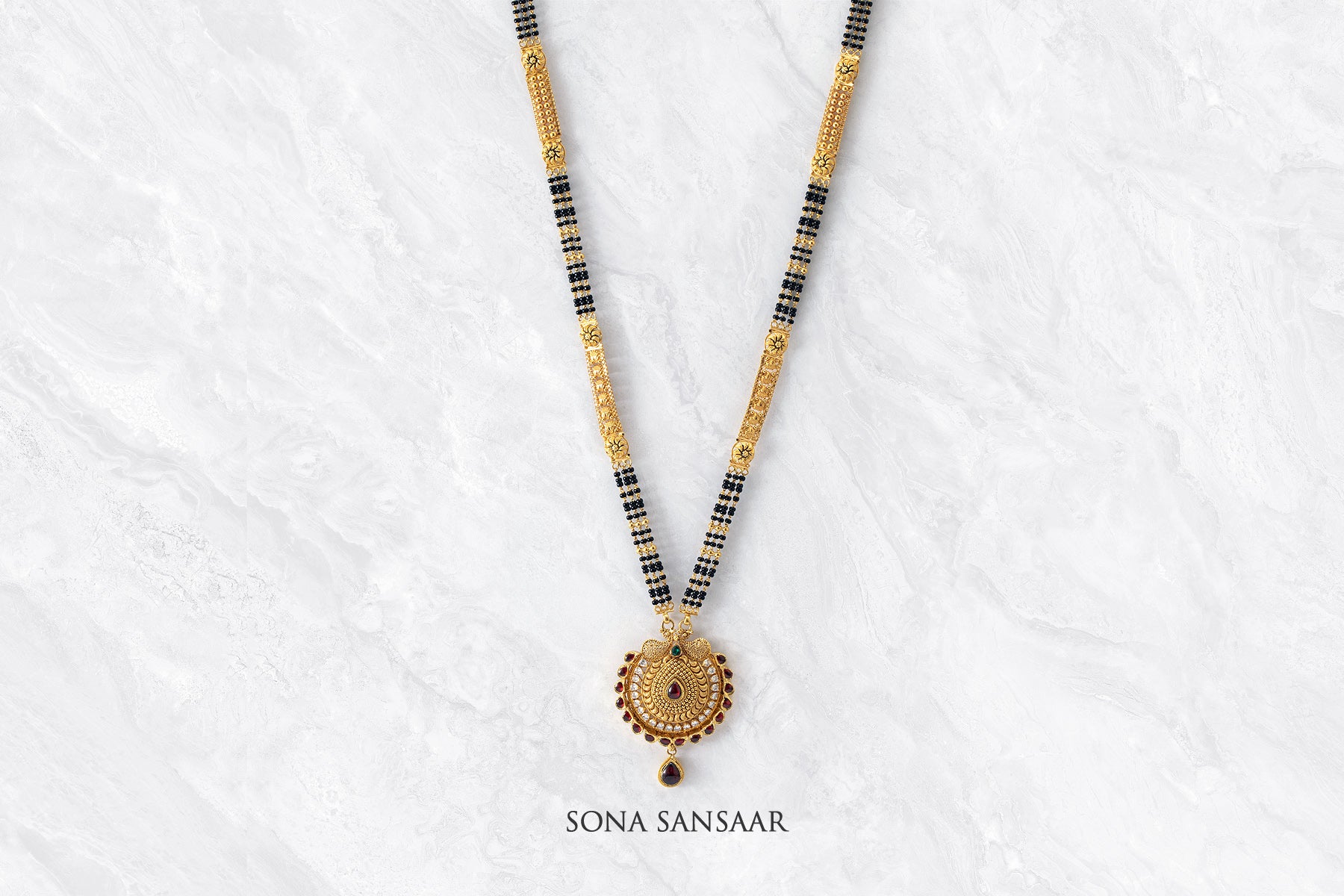 Enchanted 3 Row Black Meenakari Mangalsutra | Sona Sansaar