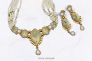 Harmony Meenakari Pearl Necklace and Earrings Set | Sona Sansaar