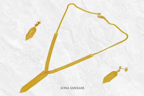 Dreamweaver Gold Connected Tassel Necklace Set | Sona Sansaar