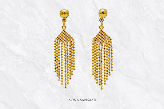 Dreamweaver Gold Connected Tassel Necklace Set | Sona Sansaar
