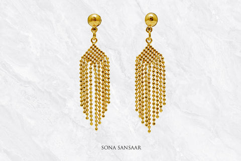 Dreamweaver Gold Connected Tassel Necklace Set | Sona Sansaar