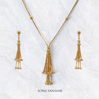 Thumbnail for Golden Tassel Necklace Set | Sona Sansaar