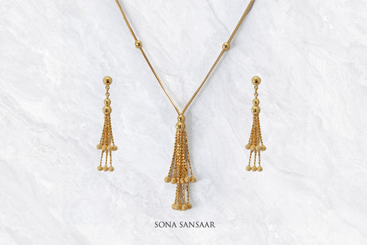 Golden Tassel Necklace Set | Sona Sansaar