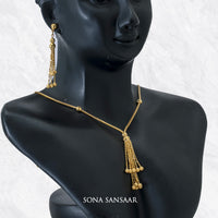 Thumbnail for Golden Tassel Necklace Set | Sona Sansaar