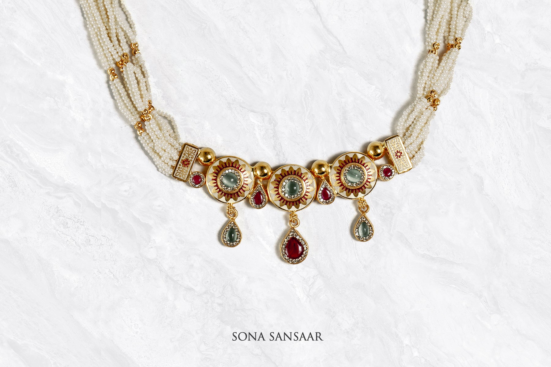 Imperial Pearl Necklace Set | Sona Sansaar