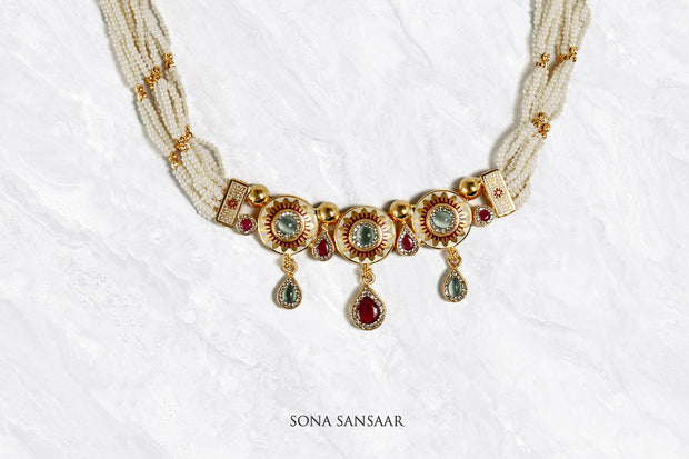 Imperial Pearl Necklace Set | Sona Sansaar