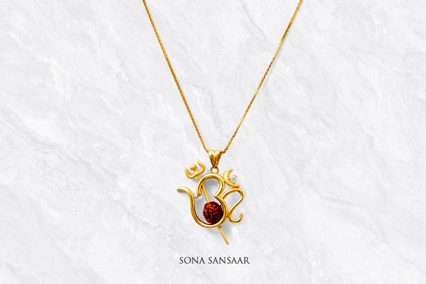 Trishakti Gold Om Pendant | Sona Sansaar