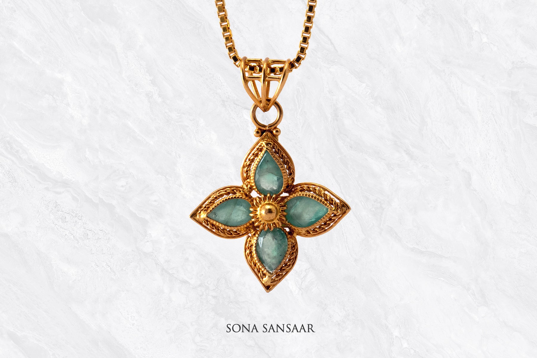 Greenleaf Gold Pendant and Earrings Set