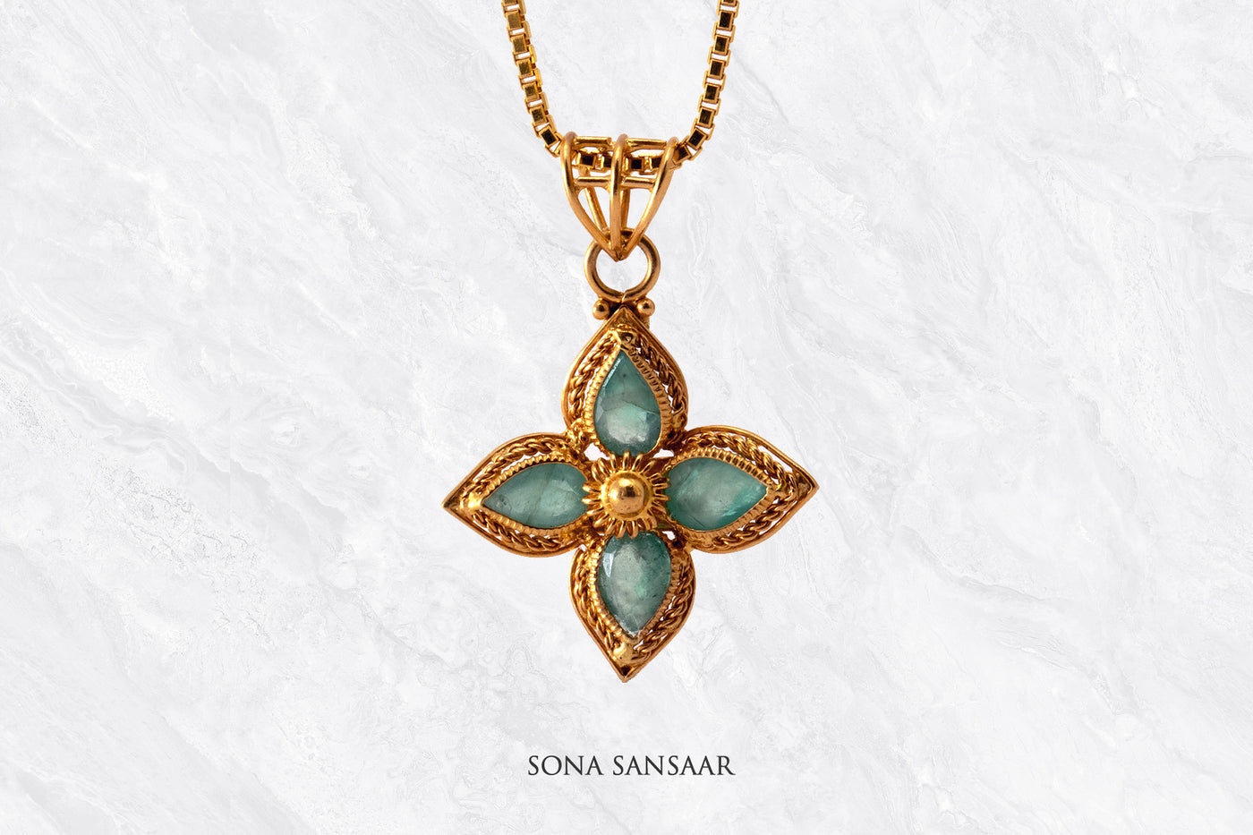 Greenleaf Gold Pendant and Earrings Set