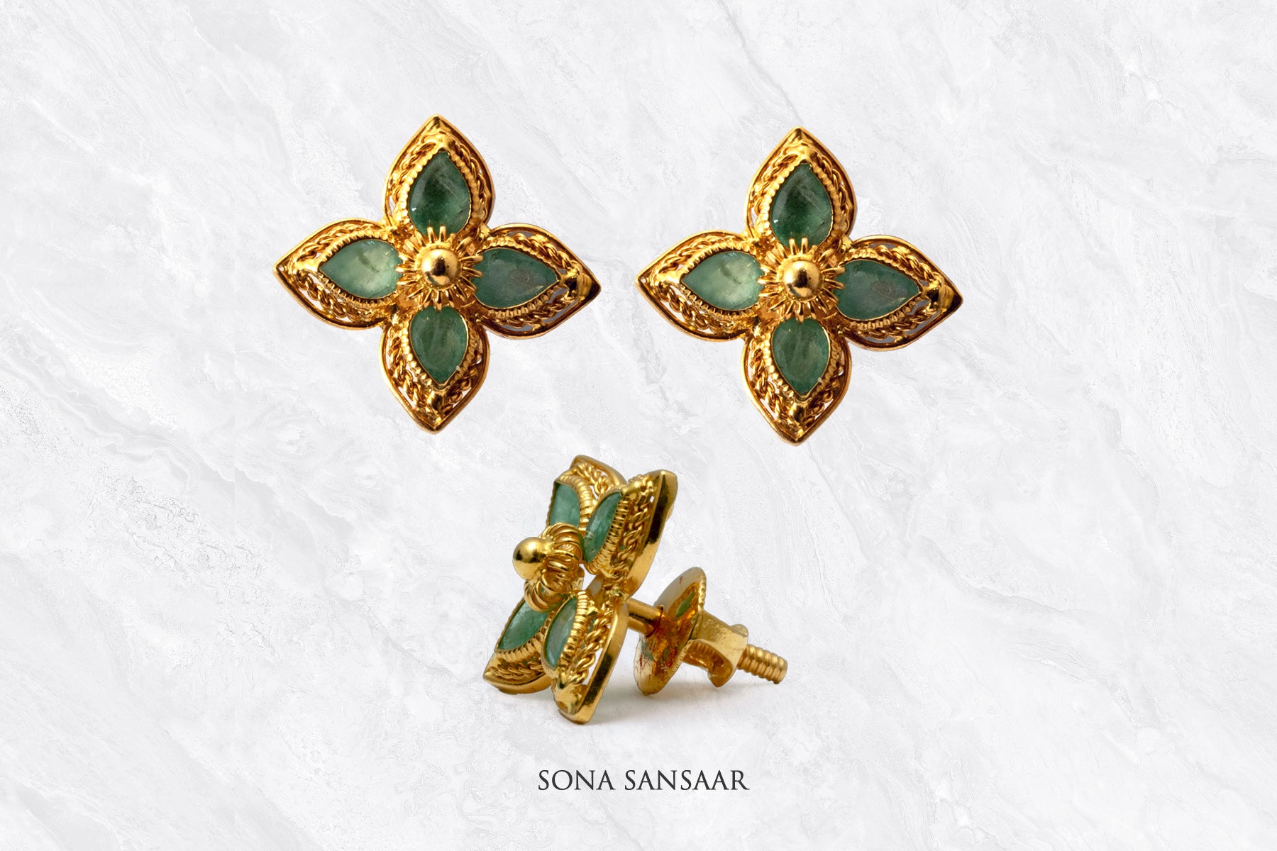 Greenleaf Gold Pendant and Earrings Set