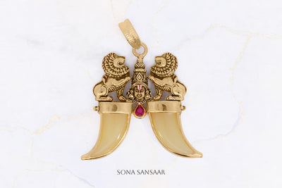 Twin Lion Nail Pendant | Sona Sansaar