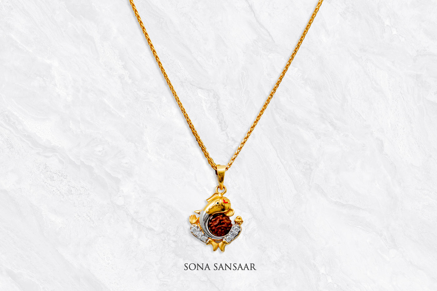 Divyaroop Gold Ganesh Pendant | Sona Sansaar